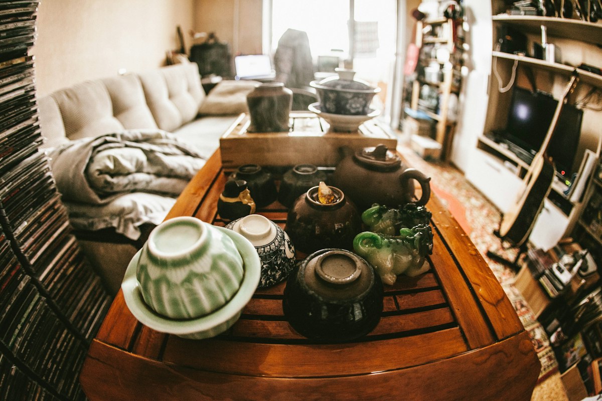 Premium green tea leaves